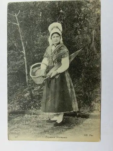 Alte AK Paysanne Normande Tracht Frau 1908 [aP95]