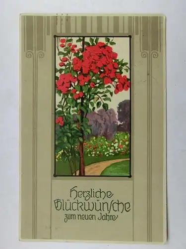 Alte AK Glückwunschkarte Neujahr Jugendstil 1915 [aP102]