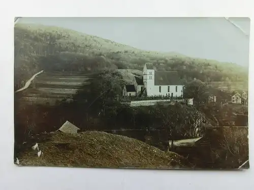 Alte AK Fotokarte Unbekannter Ort Kirche (m. Knickfalte) [aP129]