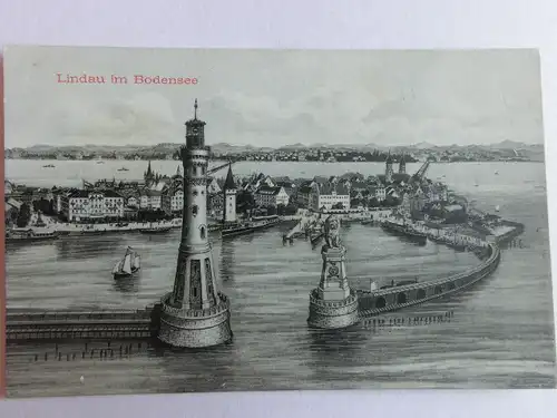 Alte AK Lindau Bodensee Hafen [aV61]