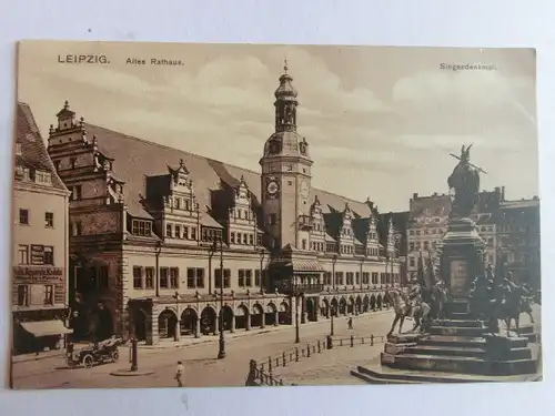Alte AK Leipzig Altes Rathaus Siegesdenkmal [aV66]