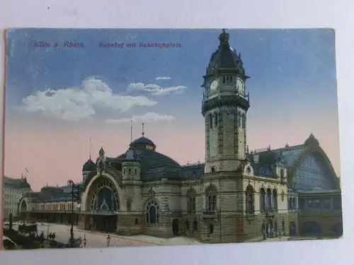 Alte AK Köln Bahnhof mit Bahnhofsplatz 1918 [aV73]