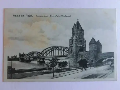 Alte AK Mainz Kaiserbrücke (fleckig) [aV135]