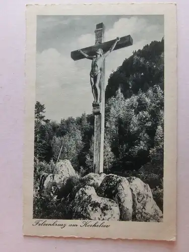 Alte AK Felsenkreuz am Kochelsee um 1935 [aV235]