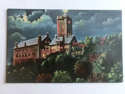 Alte AK Eisenach Die Wartburg im Mondschein Mondscheinkarte [aV253]