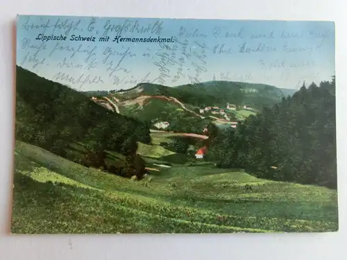 Alte AK Lippische Schweiz mit Hermannsdenkmal [aV258]