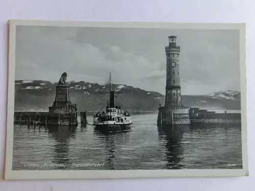 Alte AK Lindau Bodensee Hafeneinfahrt [aV276]