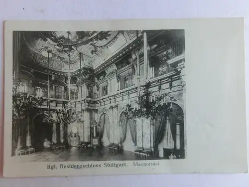 Alte AK Stuttgart Kgl. Residenz Marmorsaal (m. Knick) [aV305]