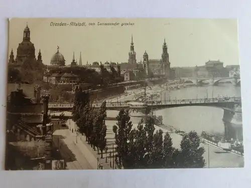 Alte AK Dresden Altstadt v. Terrassenufer gesehen [aV350]