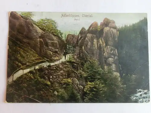 Alte AK Okertal Adlerklippen Harz 1912 [aV388]