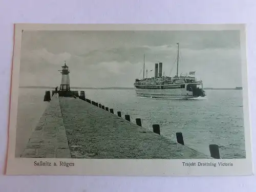 Alte AK Sassnitz Rügen Trajekt Drottning Victoria Schiff [aV421]