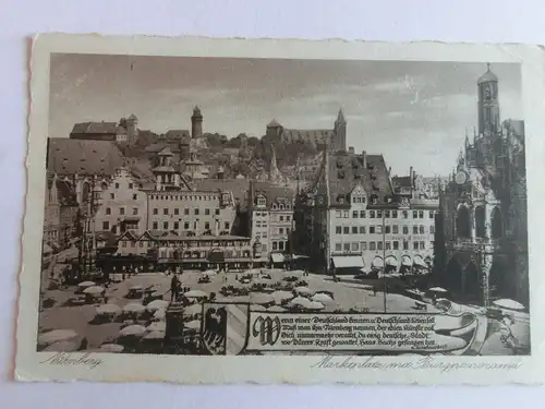 Alte AK Nürnberg Marktplatz Burgpanorama [aV437]