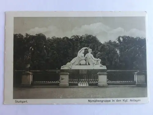 Alte AK Stuttgart Nymphengruppe in den Kgl. Anlagen um 1920 [aV491]