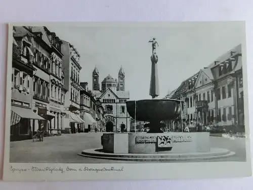 Alte AK Speyer Marktplatz Kriegerdenkmal Dom [aV530]