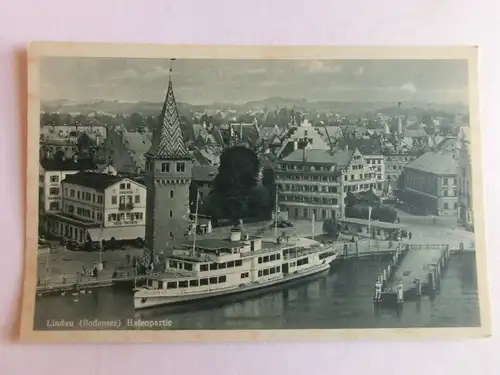 Alte AK Lindau Bodensee Hafenpartie [aV537]