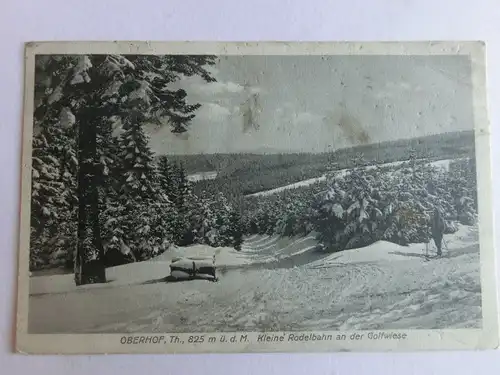 Alte AK Oberhof Thüringen Kleine Rodelbahn Golfwiese (fleckig) [aV546]