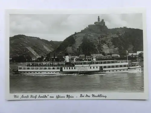 Alte AK Marksburg Dampfer Kraft durch Freude Westmark [aV578]