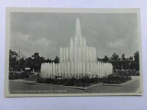 Alte AK Chemnitz Leuchtspringbrunnen Schloßteich [aV580]