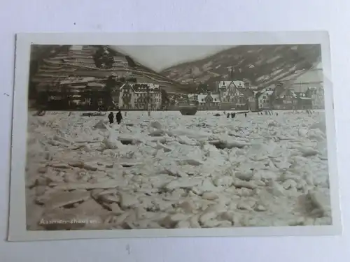 Alte AK Assmannshausen Rhein zugefroren Eiswinter 1928 [aV605]