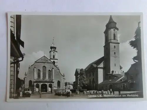 Alte AK Lindau Neptunbrunnen Marktplatz [aV620]