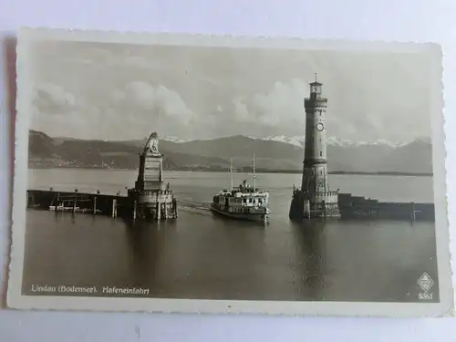 Alte AK Lindau Hafeneinfahrt 1938 [aV625]