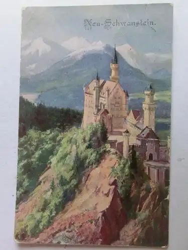 Alte AK Füssen Kgl. Schloß Neuschwanstein 1908 [aV627]