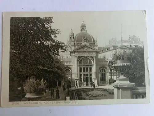 Alte AK Wiesbaden Kochbrunnenanlage 1921 [aV649]