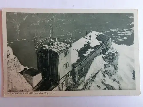 Alte AK Zugspitze Münchner Haus vom Flugzeug aus gesehen [D802]