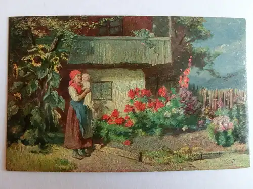 Alte AK Künstlerkarte C. Schultheiß Sommertag Garten Degi [D825]