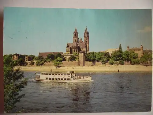 Alte AK Magdeburg Dom Schiff Schifffahrt [aA523]