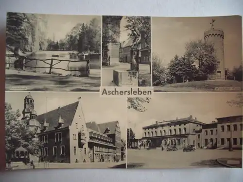 Alte AK Aschersleben Mehrbildkarte [aA578]