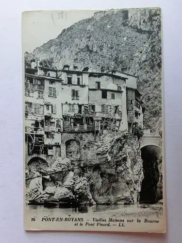 Alte AK Pont en Royans Vieilles Maisons su la Bourne et le Pont Picard [aM399]