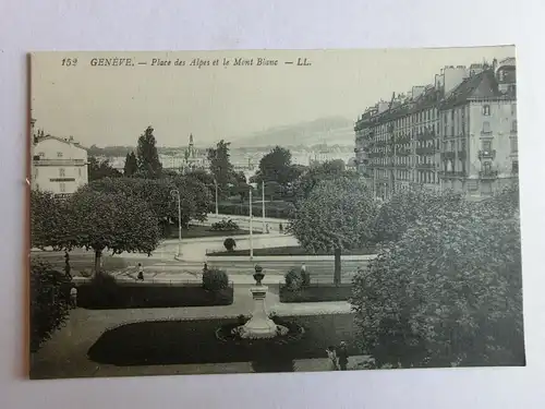 Alte AK Genf Geneve Place des Alpes et le Mont Blanc [aM404]