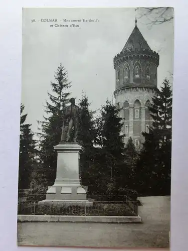 Alte AK Colmar Monument Bartholdi et Chateau d’Eau [aM407]