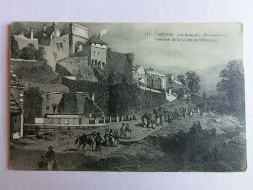 Alte AK Langres Les Remparts Reconstitution  [aM419]