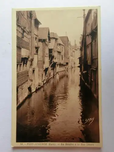 Alte AK Pont Audemer Eure La Riviere a la Rue Thiers [aM512]