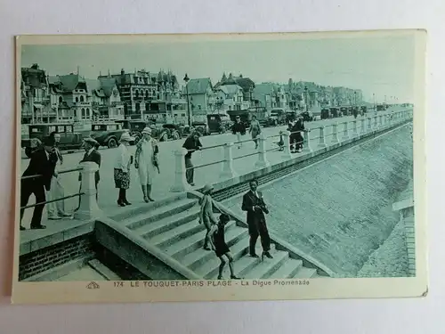 Alte AK Le Touquet Paris Plage La Digue Promenade [aM535]