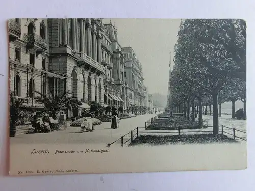 Alte AK Luzern Promenade am Nationalquai um 1900 [aM552]