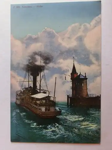 Alte AK Konstanz Hafen Dampfschiff um 1920 Dampfer [aW26]