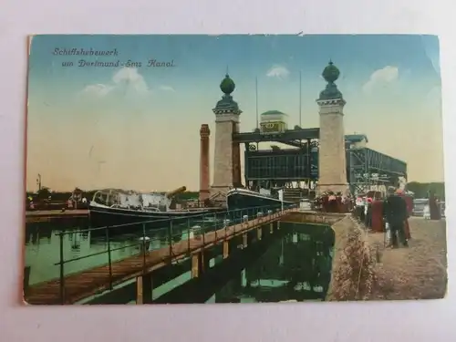 Alte AK Dortmund Ems Kanal Schiffshebewerk um 1915 [aW32]