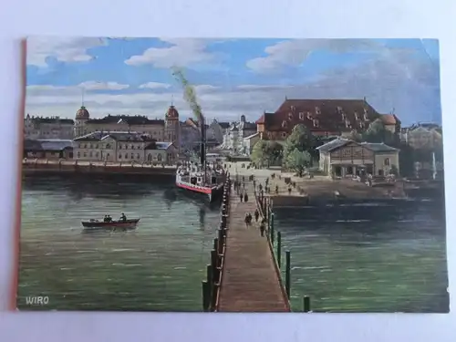 Alte AK Konstanz Hafen WIRO Künstlerkarte [aW37]