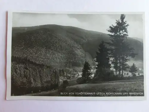 Alte AK Manebach Blick vom Schöffenhaus gegen Kickelhahn [aW87]