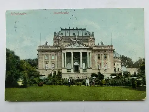 Alte AK Wiesbaden Stadttheater 1908 [aW150]