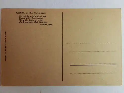 Alte AK Weimar Goethes Gartenhaus [aW152]