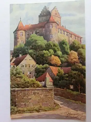 Alte AK Künstlerkarte V. Marschall Schloß Meersburg [aW175]