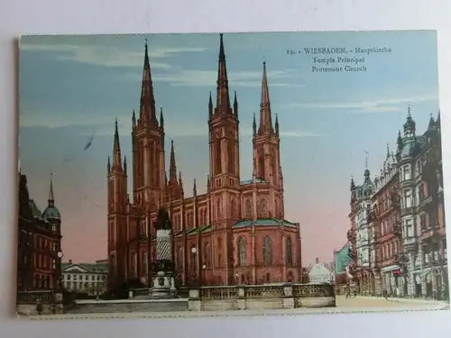 Alte AK Wiesbaden Hauptkirche 1925 [aW218]