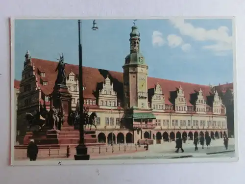 Alte AK Leipzig Markt Altes Rathaus 1946 (Foto früher) [aW264]