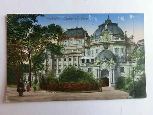 Alte AK Wiesbaden Theater mit Foyer [aW307]