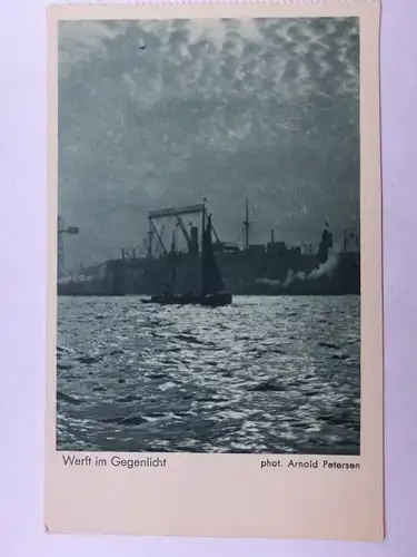 Alte AK Photo Porst Werft im Gegenlicht Arnold Petersen [aW362]