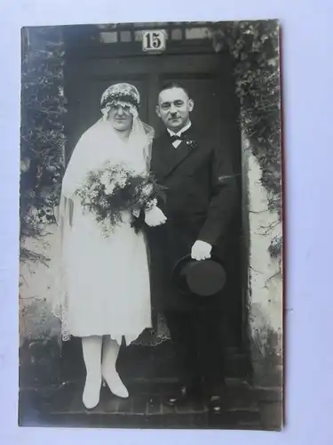 Alte AK Fotokarte Brautpaar um 1920 [aW425]